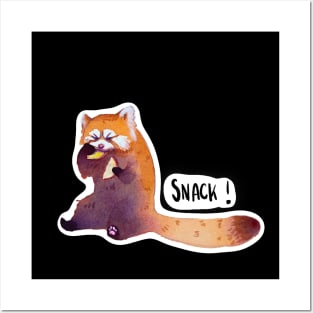 Red Panda munchies on apple Posters and Art